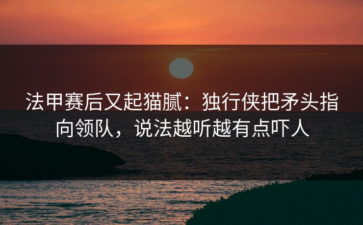 法甲赛后又起猫腻：独行侠把矛头指向领队，说法越听越有点吓人