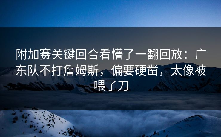 附加赛关键回合看懵了一翻回放：广东队不打詹姆斯，偏要硬凿，太像被喂了刀