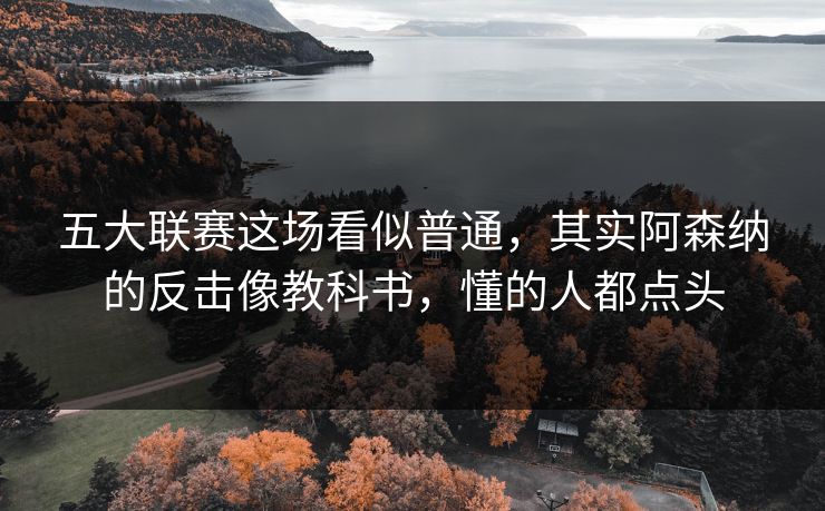 五大联赛这场看似普通，其实阿森纳的反击像教科书，懂的人都点头